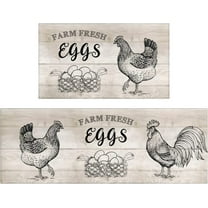 Farmhouse Rooster Kitchen Rug Set,Country Rustic Rooster Kitchen Rugs with Rubber Backing,Throw Rugs Washable for Kitchen Sink,Laundry Room,Standing Desk,Indoor Rooster Kitchen Decor