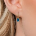 thumbnail image 3 of Gem Stone King 14K Yellow Gold London Blue Topaz Leverback Earrings for Women | 1.32 Cttw | Gemstone November Birthstone | Emerald Cut 6X4MM, 3 of 6