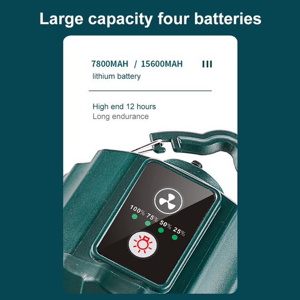Ventilador de refrigeración por aire de 10400 mAh con control remoto portátil recargable por USB de dos hojas