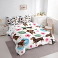 thumbnail image 2 of Homewish Cartoon Dachshund 7-Piece Twin Bedding,Ocean Wave Bedding Comforter Set,White,Hibiscus Flowers Decor,Polkadot Reversible, 2 of 8