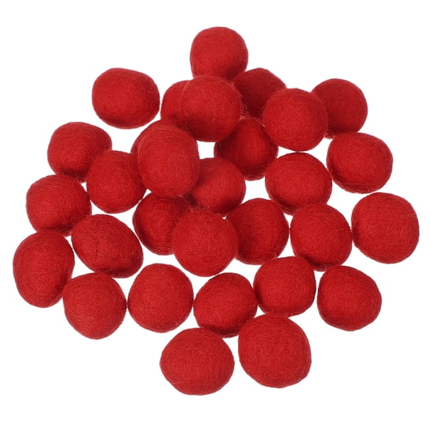 Uxcell 30 Pcs Bolas de Fieltro de Lana, Pompones de Fieltro de 0.8 Pulgadas para Manualidades, Pompones Hechos a Mano en Bulk, Pequeñas Bolas para Decoración de Arte y Manualidades en Guarderías, Rojo