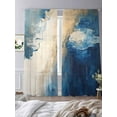 thumbnail image 3 of Abstract Graffiti Sheer Curtains for Living Room Bedroom, Light-filtering Sheer Curtain, Beige Blue Geometric Graffiti Rod Pocket Voile Window Treatment Drapes, 52’’Wx96’’L, 2 Panels Set, 3 of 7