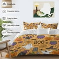 thumbnail image 3 of Halloween Bedding Duvet Cover Set Twin Size 4 Pieces Abstract Ghost Pumpkin Bat Yellow Backdrop Bedding Set with Zipper Closure, 1 Comforter Cover 68x86 Inches 1 Flat Sheet & 2 Pillow Cases, 3 of 7