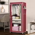 thumbnail image 3 of Easy Assembly Fabric Wardrobe Closet with Shelves, Portable Cloth Storage Organizer for Bedroom, Collapsible Garment Rack with Zippered Doors and Ventilation, 3 of 5