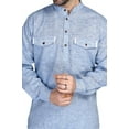 thumbnail image 6 of In-Sattva Men's Double-Breasted Pullover Sattva-Collar Henley Style Kurta Tunic; Natural Linen; LG, 6 of 7
