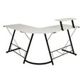 thumbnail image 4 of Pemberly Row L-Shaped Steel Metal Computer Gaming Desk in White/Black, 4 of 8