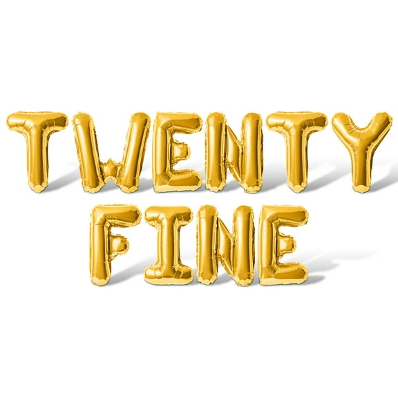 Letter Balloons - TWENTY FINE 16" Inch Alphabet Letters Foil Mylar Balloon 20th Birthday Party Banner (Gold)