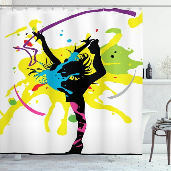 Ambesonne Gymnastics Shower Curtain, Dancing Girl Pattern, 69"Wx70"L, Multicolor