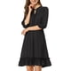thumbnail image 5 of Vestido A-Line de Chifón con Volantes en Capa y Mangas 3/4 para Mujeres INSPIRE CHIC 2XL Negro, 5 of 7