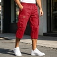 thumbnail image 4 of Resicozy Mens Long Cargo Shorts Below Knee with Pockets Lightweight Summer Baggy Classic Shorts Wine L, 4 of 7