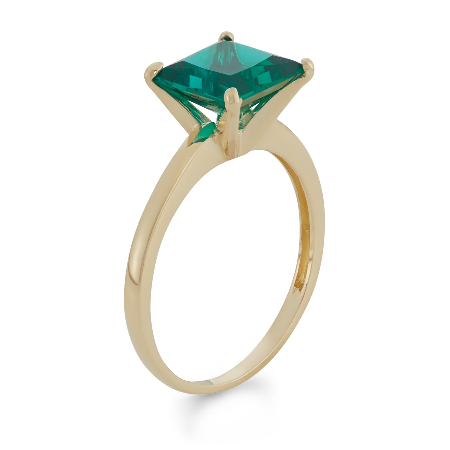 10k gold princess cut gemstone ring