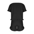thumbnail image 4 of FAHXNVB Womens Pajamas Set 2 Piece Ruffle Pj Soft Crewneck Short Sleeve Tops and Shorts Sleepwear Set Cute Solid Color Pajama Sets for Women, 4 of 5