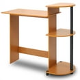 thumbnail image 2 of Furinno Engineered Wood Compact Computer Desk with Shelves in Light Cherry/Black, 2 of 6