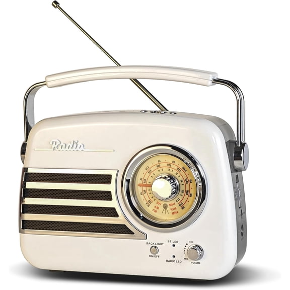 Portable AM FM SW Radio, Retro Transistor Radio with Bluetooth Speaker, USB/TF Card Playback, AC/ Battery Powered Plug in Wall, Vintage Radio for Home/Outdoor/Kitchen