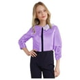 thumbnail image 3 of Alvivi Girls 3D Flower Bolero Sequin Open Front Cardigan Sparkly Long Sleeve Ruffled Shrug Cover Up Lavender 4, 3 of 6