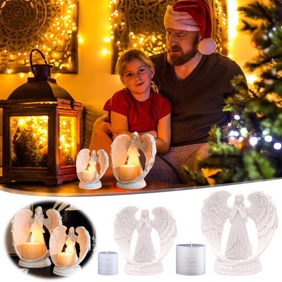 Vaidha Pray Angel Candlestick Living Room Restaurant Wedding Romantic Couple Atmosphere Decoration Ornament Church Desktop Ornament