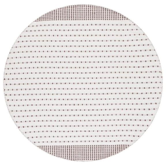 SAFAVIEH Montauk Nuala Abstract Dots Cotton Area Rug, Brown/Ivory, 6' x 6' Round