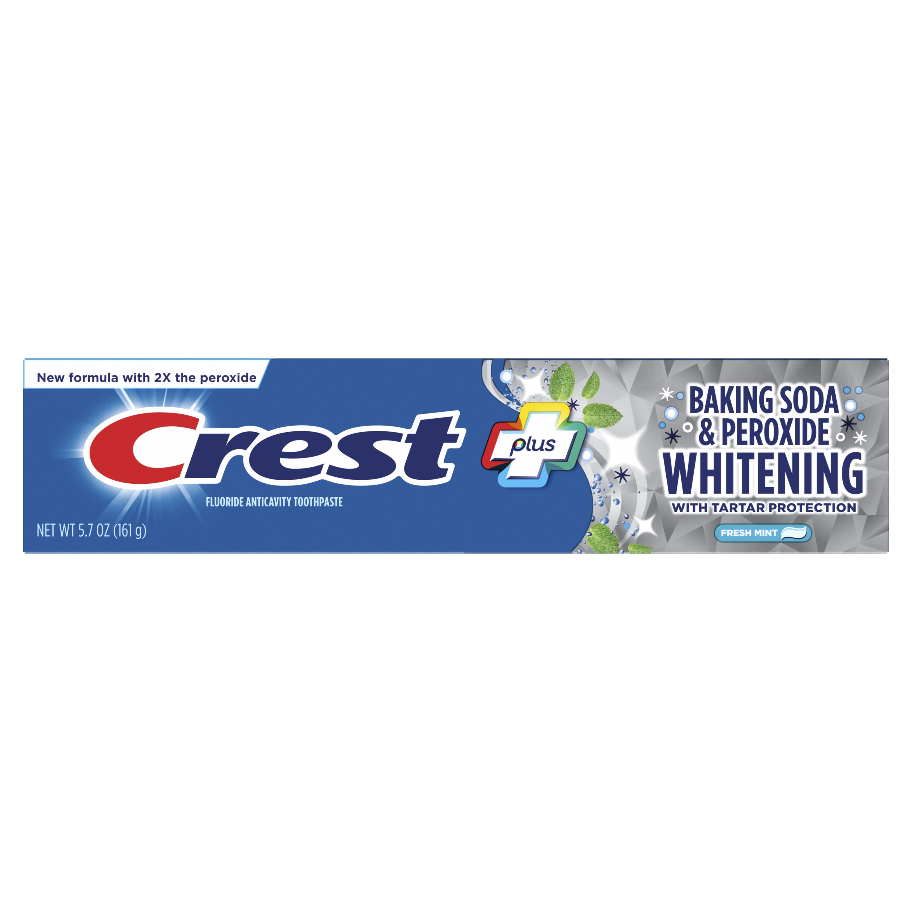 (12 pack) Crest Plus Baking Soda & Peroxide Whitening Toothpaste, Fresh Mint, 5.7 oz