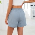 thumbnail image 4 of Aueoeo Women's Comfortable Solid Color Drawstring Waist Casual Shorts with Pockets – Ideal for Summer Wear,Blue,M, 4 of 8