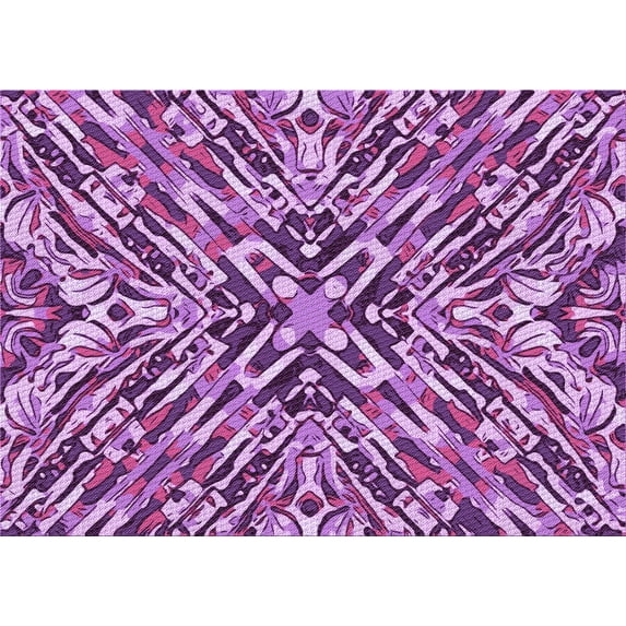 Ahgly Company Machine Washable Indoor Rectangle Transitional Violet Purple Area Rugs, 8' x 10'