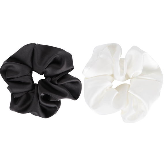 OULII 2Pcs Assorted Color Cloth Hair Ties Durable Elastic Hair Rings Ponytail Holders for Everyday Fashion