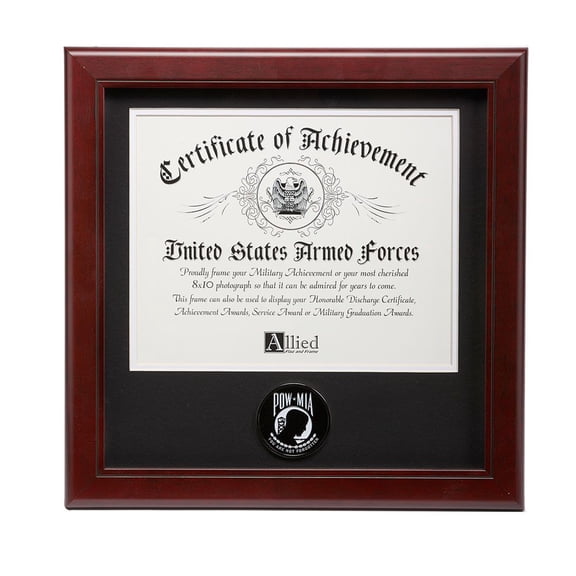 Allied Frame US POW/MIA Certificate of Achievement Picture Frame with Medallion