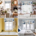 thumbnail image 5 of Coastal Valance Curtain Ocean Blue Beige Starfish Shells Leaves Wood Grain Window Valances Rod Pocket Short Curtains Window Treatments for Kitchen Bedroom Bathroom Laundry 60" x 18", 5 of 9