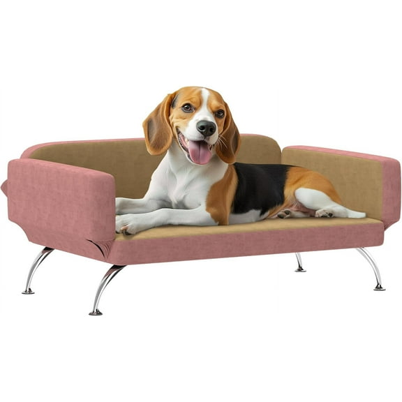 XgoodX Dog Sofa Bed, Cat Couch for Small, Medium & Large Dogs, Pet Sofa with Adjustable Armrest & Backrest, Non-Slip Food Pads, Pink