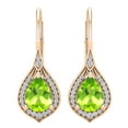 thumbnail image 2 of Dazzlingrock Collection 8X6mm Pear Peridot & Round White Diamond Halo Style Teardrop Dangling Drop Earrings for Women (0.15 ctw, Color I-J, Clarity I1-I2) in 18K Rose Gold, 2 of 4