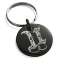 thumbnail image 1 of Stainless Steel Letter U Initial Royal Monogram Engraved Small Medallion Circle Charm Keychain Keyring, 1 of 1
