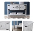 thumbnail image 3 of PORKISS Retro Solid Wood Console Table, Sideboard Entryway Table Hallway Table with 2 Drawers 2 Cabinets, Sofa Table for Living Room, Foyer, White, 3 of 10