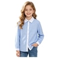 thumbnail image 4 of Splozh Chemise Habillée Garçon Été Basique Décontractée à Manches Longues Chandails Garçon Coupe Régulière Boutonnée Chemise Habillée Garçon pour l'École, Bleu Ciel, 11-12 Ans, 4 of 5
