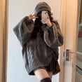 thumbnail image 2 of Suéter de otoño e invierno para mujer, jersey de punto de manga larga con cuello en V y estilo Harajuku de gran tamaño, jersey liso holgado estilo preppy que combina con todo, 2 of 5