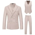 thumbnail image 2 of Horkkom Mens Suits 3 Piece Double Breasted Blazer Classic Fit Suit Vest Dress Pants Suits for Party Wedding and Business, 2 of 6