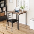 thumbnail image 1 of 3 Piece Dining Table Set with 2 Chairs, Space Saving Rectangular Kitchen Table with MDF Top and Metal Frame, Compact Breakfast Nook Set for Apartment Dining Room, Gray Retro Black, 1 of 8