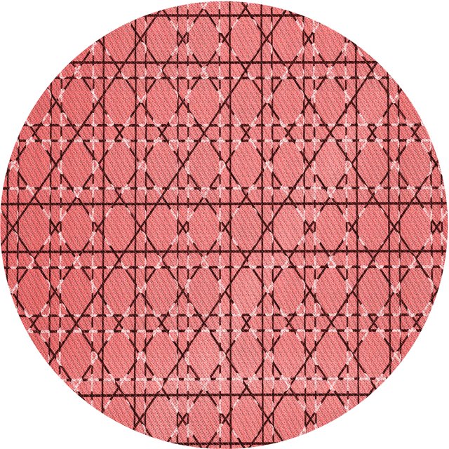 Ahgly Tapis Rond Lavable en Machine Intérieur Transitionnel Rouge, 6 Pieds Rond