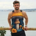 thumbnail image 6 of KLL Vintage Blue Leaf Mushroom Print Men's Muscle Gym Workout Stringer Tank Tops Bodybuilding Fitness T-Shirts Tank Tops Men-4X-Large, 6 of 7