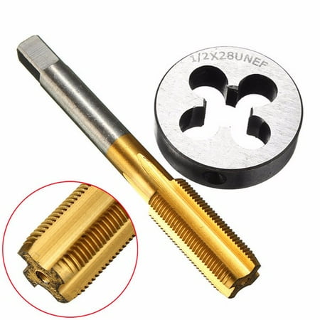 Thread Cutting Die - 1/2''-28 Titanium Coated Tap and Die Set Right Hand Thread Metalworking Cutting Tool