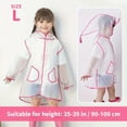 thumbnail image 4 of Hooded Transparent Raincoat Girl Boys Rain Coat Hooded Outdoors Clear Waterproof Kids Toddler Children's Rainwear Protective Covers,Pink,M, 4 of 9