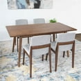 thumbnail image 2 of Ambrose Modern Solid Wood Walnut Dining Room & Kitchen Table and 4 Chairs Set, 2 of 6