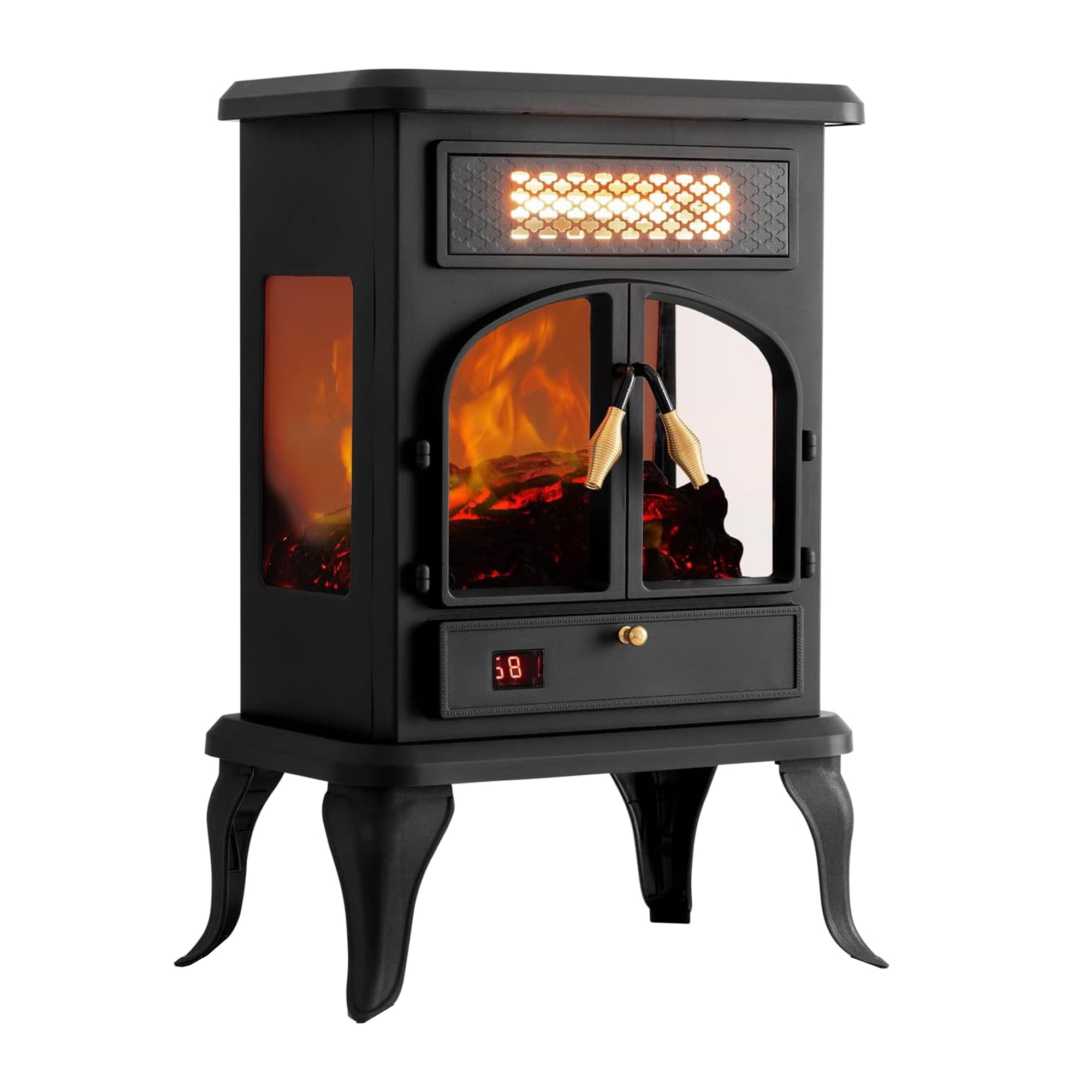 selectric Freestanding Portable Electric Fireplace Heater Stove w/ Remote