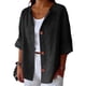 thumbnail image 3 of TaTaai Women's Summer Cardigan Top V-Neck Long Sleeve Linen Cotton Blend Button Front Loose Fit Casual Blouse Gift, 3 of 4