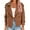 Brown, variant on Double Breasted Women Solid Color Casual Crop Trench Coat Lady Office Jacket with Pocket