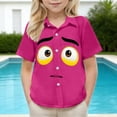 thumbnail image 3 of DAETIROS Hot Pink Boys Emoji Print Short Sleeve Button Up Shirt - Soft Stretchy Casual Tee for Kids Summer Daily Wear,Size 2 T, 3 of 8