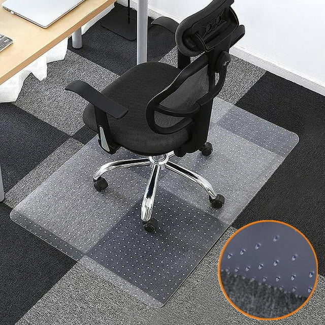 36" x 48" Home Office Chair Mat with Spikes Bottom, PVC Translucent Rolling Computer Chair Mat Carpet Floor Protector, Rectangle
