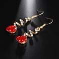 thumbnail image 2 of Trendy Red Rose Drop Rhinestone Spiral Dangle Hook Earrings Personality Temperament Rose Flower Earrings Fashion Earrings Small Earring en Hoops Earring Post Earrings Womens Earrings Dangling Trendy, 2 of 4