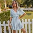 thumbnail image 4 of Summer Dresses for Women V-Neck Simple Dress Solid Color Comfort Chiffon Dress T-Shirt, 4 of 7