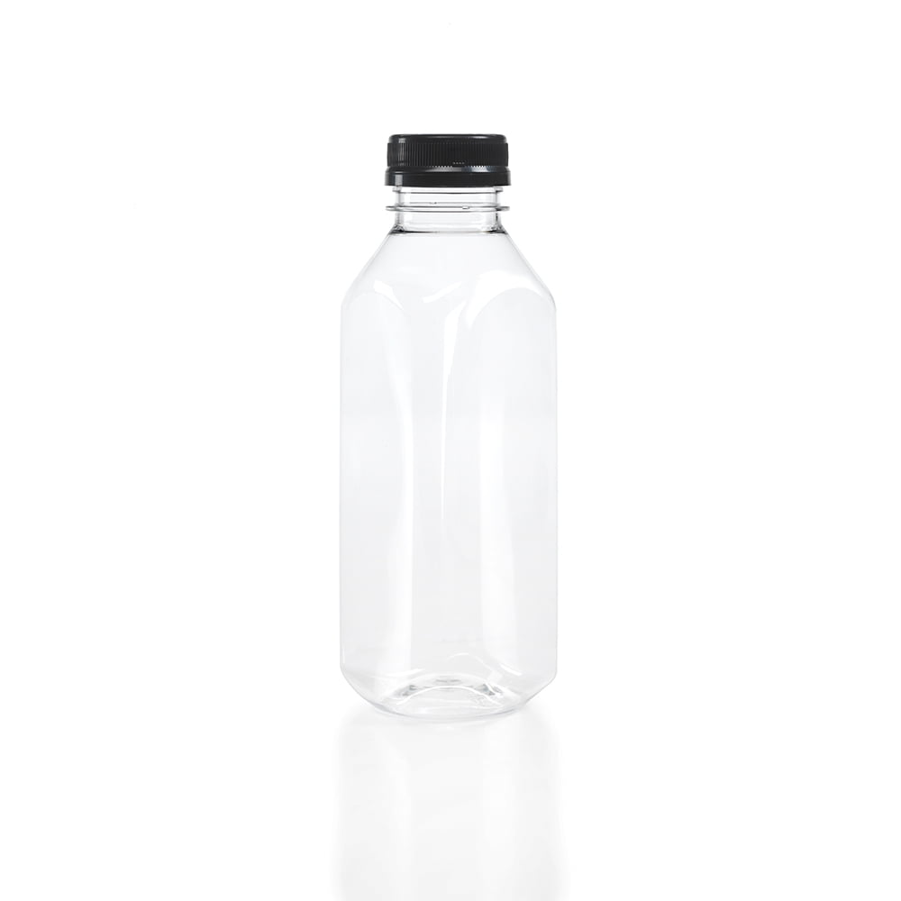 North Mountain Supply 1.75 Liter Clear Glass Jug With Handle and Black Plastic Tamper Evident Lid 