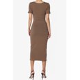thumbnail image 2 of TheMogan Robe Midi Moulante Crayon en Coton Extensible à Manches Courtes et Encolure Carrée pour Femmes P-TG, 2 of 6