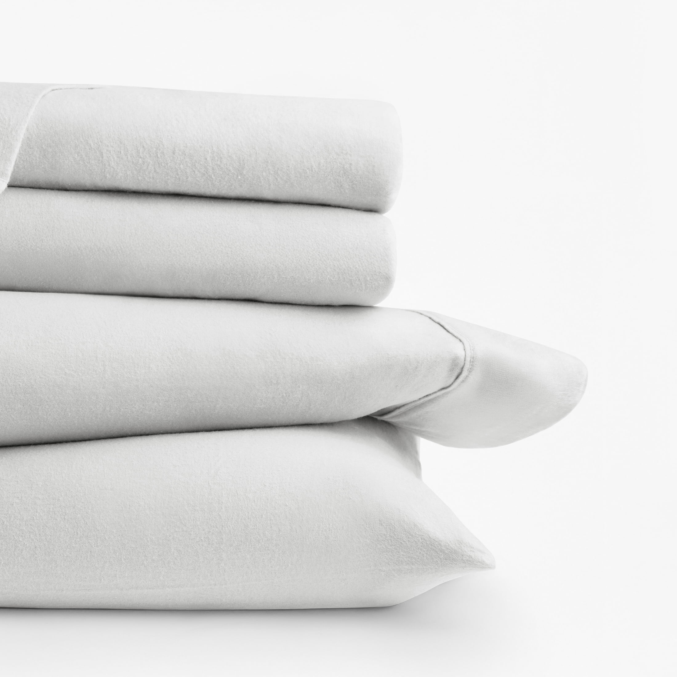 Light Gray 4 Piece 100% Cotton Flannel Deep Pocket Sheet Set, Full, by Noble Linens